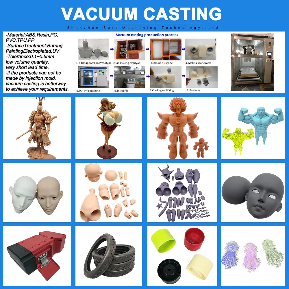 Custom Vacuum Plastic Casting Machinery Service PP PC ABS Nylon Vacuum Caster Casting Machine