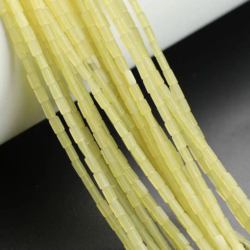 2 X 4 mm Long square Granule Spacing Beads Lonsdaleite Lemon Jade Square Loose Gemstone Stone Beads for Jewelry Making