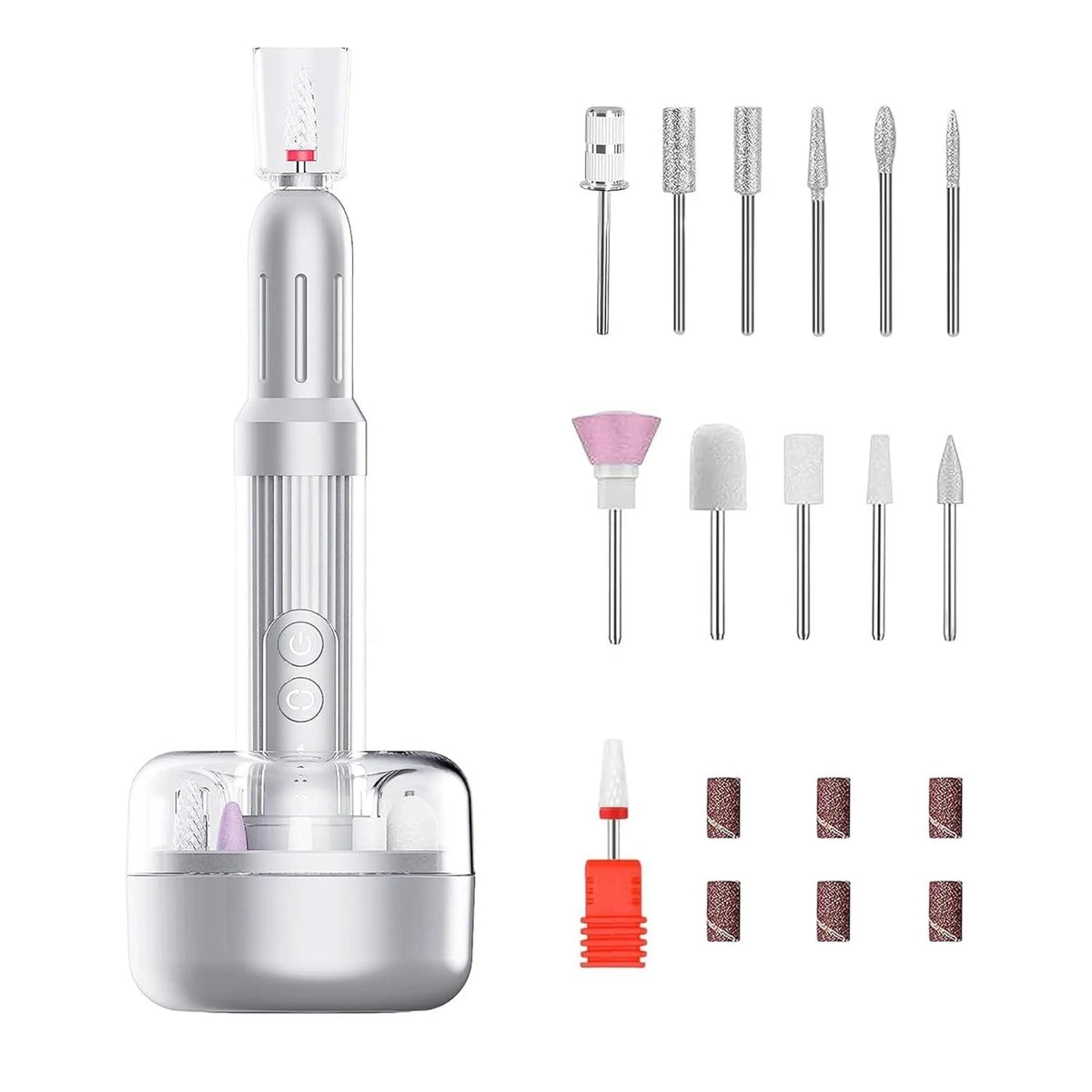 Electric Nail Drill Professional Cordless Electric Nail File with Base Rechargeable Nail Drill Manicure Pedicure Salon at Home MegaBDM