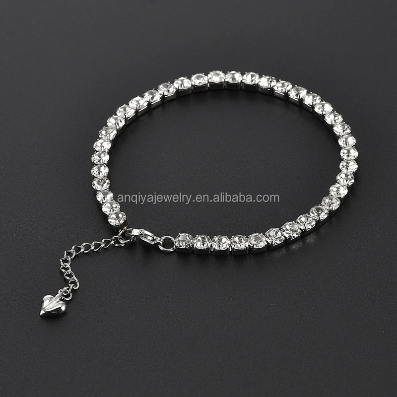 Simple Classic Silver Cubic Zirconia Tennis Bracelet Trendy Jewelry for Women Girls