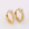 18k Plated Jewelry Pearl Jewelry Dropshipping Waterproof Gold Brand Jewelry Stainless Steel Clover Hoop Earrings
