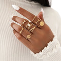 8pcs/set Minimalism Gold Geometric Flower Rings Set Crystal Knuckle Finger Ring Set For Women Girls