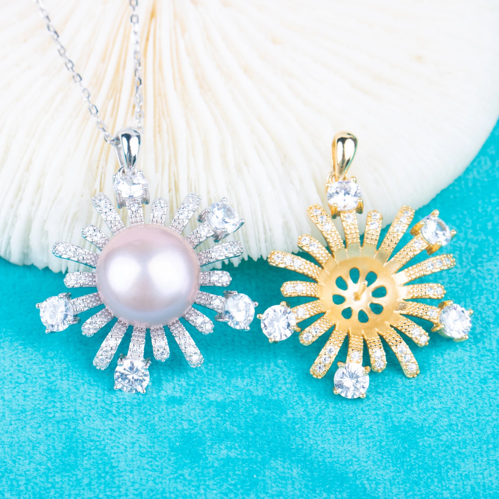Pe01962 DIY 9-12mm Natural Freshwater Pearl Pendant Accessory 925 Sterling Silver Engagement Jewelry Necklace for Women
