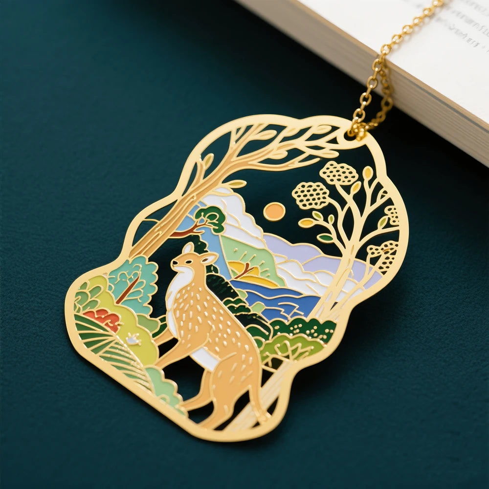 Creative Stainless Steel Hollowed Out Envelope Cutter Copper Plant Bookmark Custom Gold Metal Plated Brass Laser Cut Bookmark