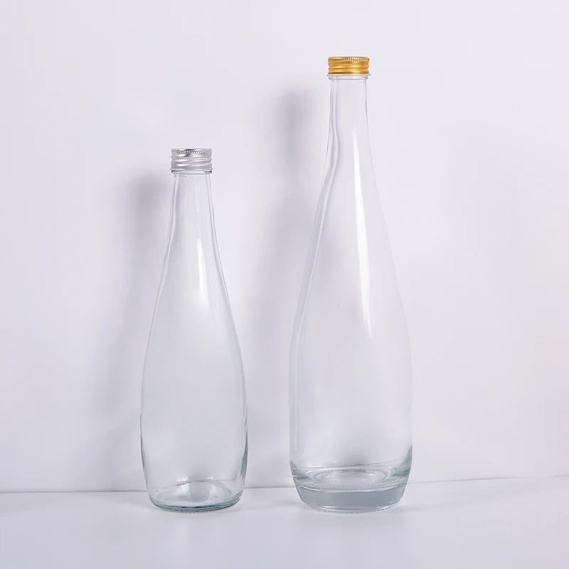Wholesale 330 ml 500ml 750ml Mineral Soda Spring Water Glass Water Bottle with Aluminium Cover