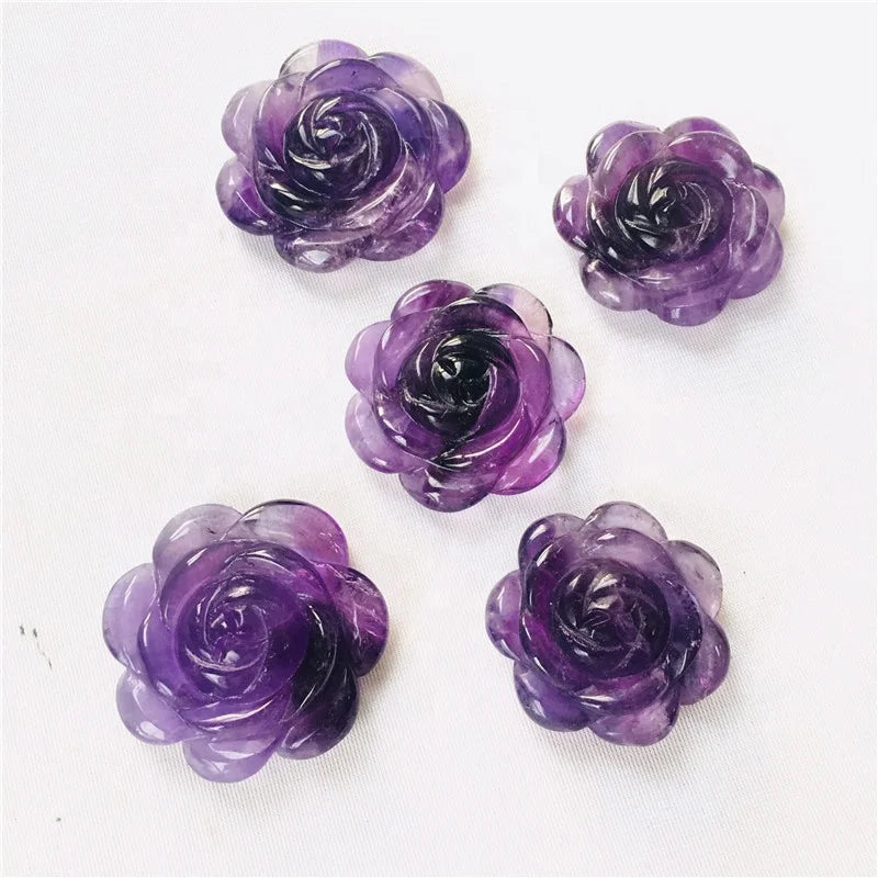 Wholesale Hand Carving Crystal Flowers Natural Amethyst Crystal Flowers of Life Pendant