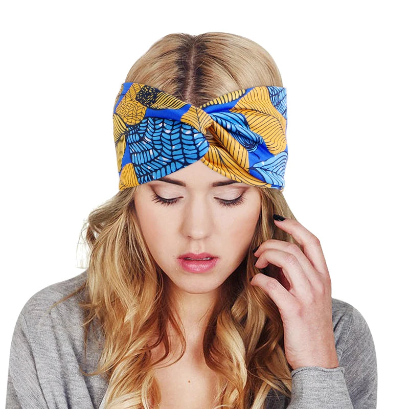 Women Headband Cross Top Knot Elastic Hair Bands Soft African Print Girls Hairband Hair Accessories Twisted Knotted Headwrap