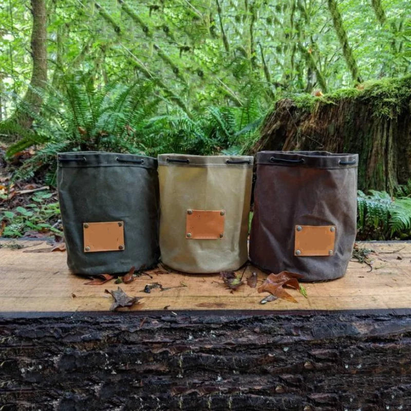 Waxed Canvas Leather Travel Ditty Camping Utensil Cook Set Storage Bag Outdoor