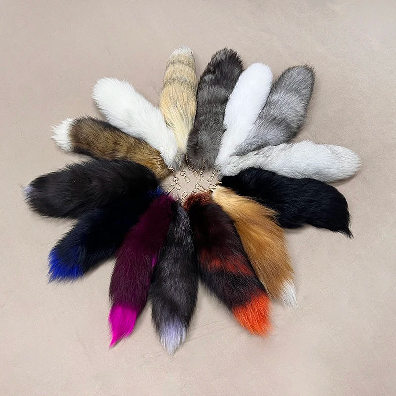 Fairy Tail for Keychain Real Fox Fur Keychain Pendant Long Fox Fur Tails