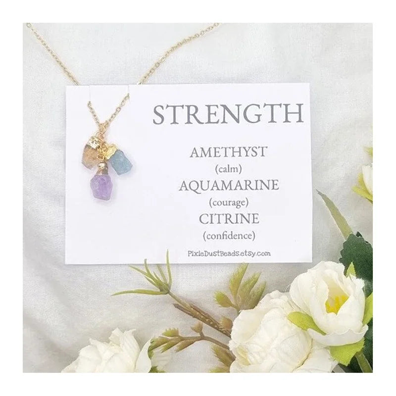 Raw Stone Healing Crystal Necklace Empath Positive Energy Spiritual Jewelry Set Gifts for Her