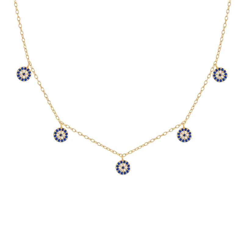 ROXI Bohemia S925 Sterling Silver Simple Small Blue Eye Pendant Necklace Jewelry