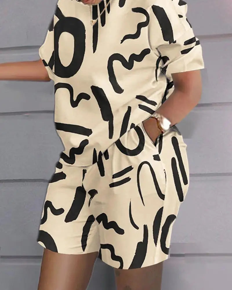Women's Summer Two-Piece Sports Set-Plus Size Gym Jogger & Biker Shorts with Ankle Length Dropshipping White T Shirt
