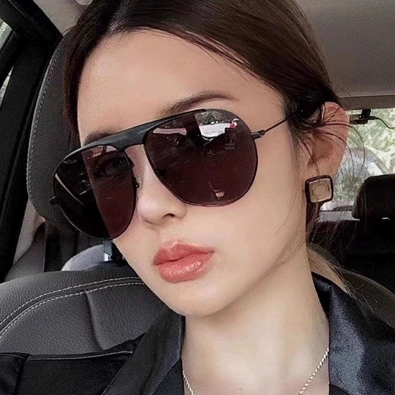 2025 New Style Fashionable Metal Sunglasses Large Frame Retro Toad-shaped Sunglasses Trendy Street Photography Sunglasses