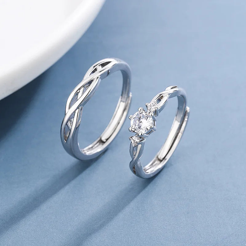 S925 Silver Moissanite Couple Rings Stylish and Simple Design for Dating Anniversaries & Engagement Gifts