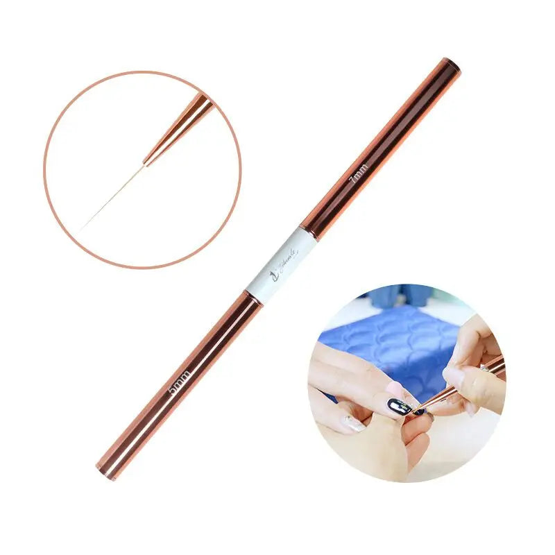 Yihuale Premium Synthetic Kolinsky Hair Liner Brush Double Use Metal Nail Art Liner Brush