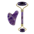 Hot Natural Amethyst Jade Roller and GuaSha Kit Facial Massage Tools