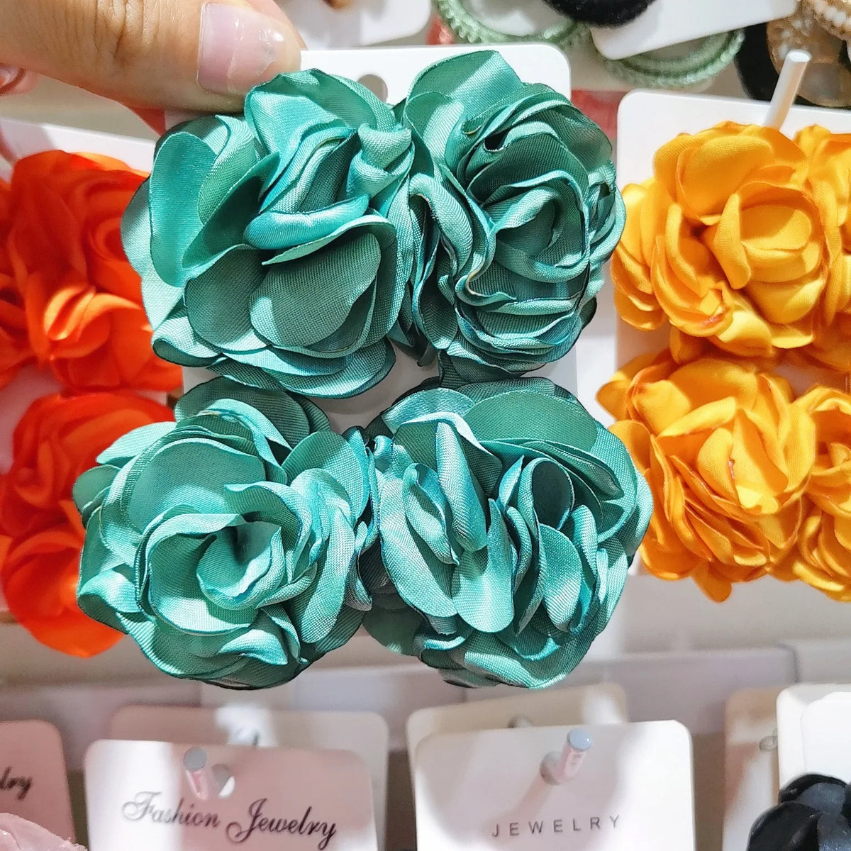 Hanging Fabric Edging Flower Earrings for Africa Jewelry Shop and Party Wholesale N25901