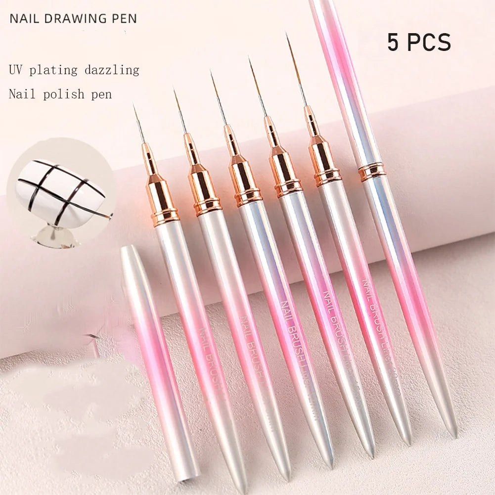 7/9/12/15/20mm Customized Hair Synthetic Liner Brush Nail Art Extra Fine Nail Art Pink Ultra Thin Liner Nail Brushes