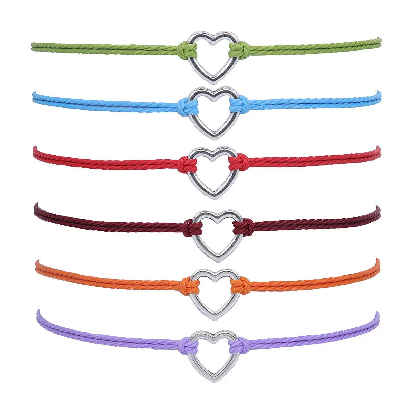 Zooying Pure Hand-woven Simple Wax Wire Material Alloy Heart-shaped Friendship Hand Rope