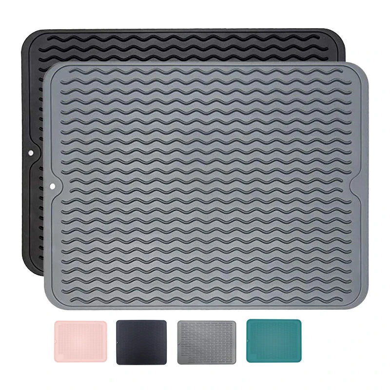Eco-friendly Heat Resistant Trivet Quick Dry 22" X 18" Extra Large Kitchen Counter Drainer Silicone Dish Drying Mat