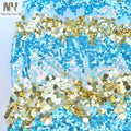 Nanyee Textile 18mm Big Turquoise + Gold Kids Creative Sequin Fabric for Costume Kimono