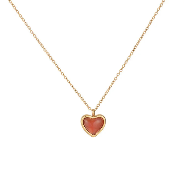 Dainty White Stone Gold Plated EIrregular Shape Romantic Resin Blue pink Stainless Steel Gold Plated Hug Pendant Couple Necklace