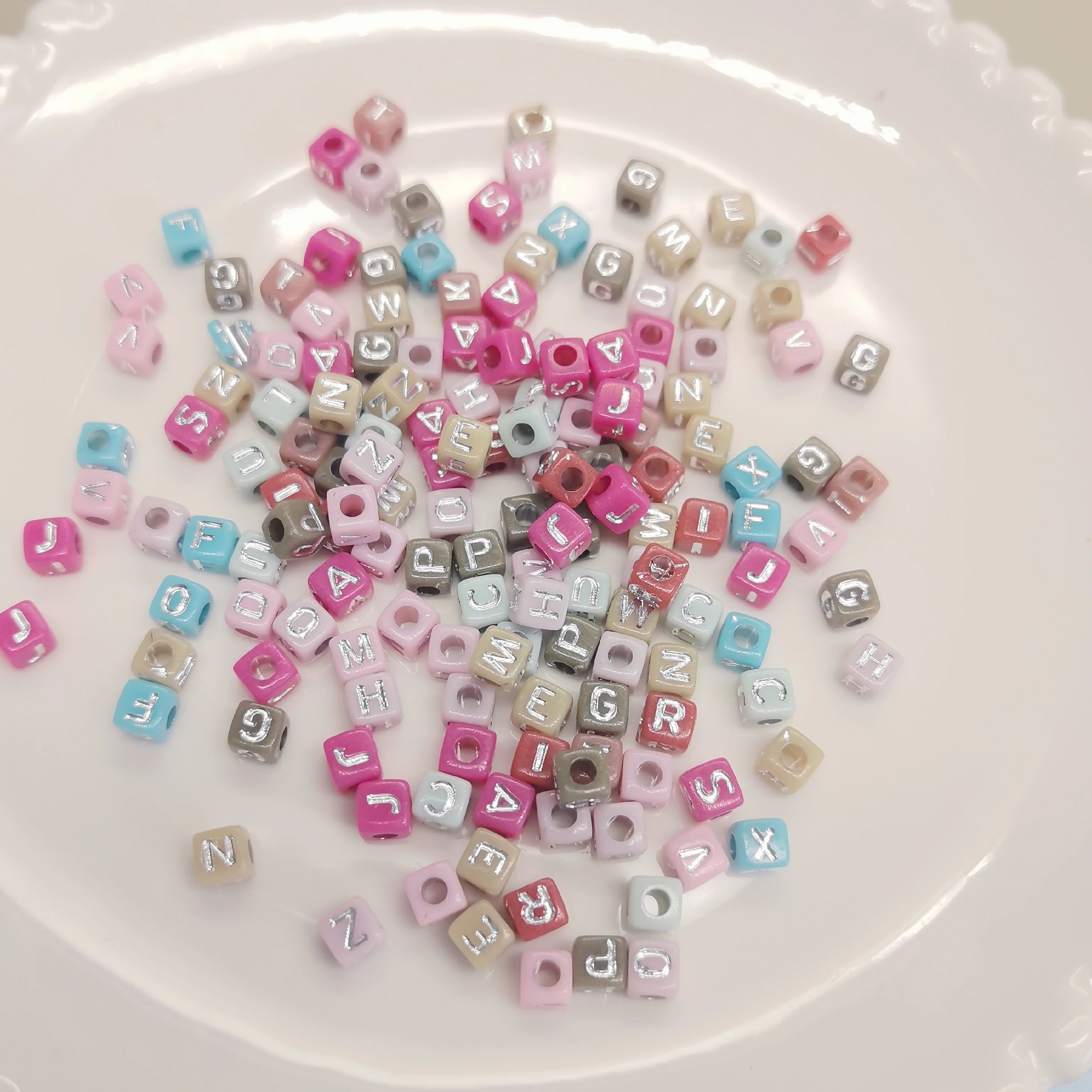 5mm Letter Beads Square Shape Mixed Silver Alphabet Beads For Jewelry Making DIY Bracelet Necklace Accessories