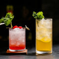 Vintage Long Drink Highball Striped Coffee Juice Water Tumbler Bar Transparent Round Cylindrical Ribbed Cocktail Glasses Set