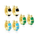 Trendy Unisex Jewelry Earrings Custom 18K Gold Plated Colorful Enamel Stainless Steel Bamboo Hoop Earrings Gift