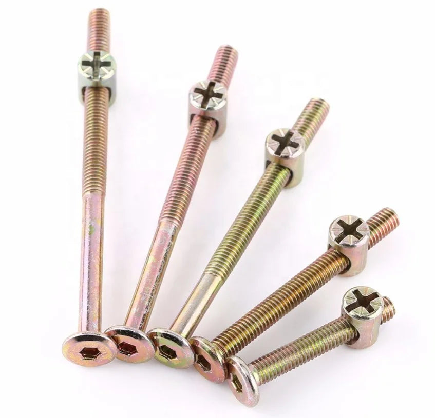 Top Heavy Carbon Steel Furniture Bolts and Nuts Set With Barrel Nuts Dowel Nut Connector Fastener Fixing Screws Set