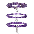 Dainty Natural Stone Bracelet Set for Women Fine Jewelry Star Leaf Charm Pendant Multilayer Elastic Healing Beaded Bracelets Set