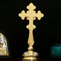 HT Orthodox Cross Mourning for Jesus Large Gold Plated Church Jesus Crucifix Bishop Pastor Prayer Religion Item Gift