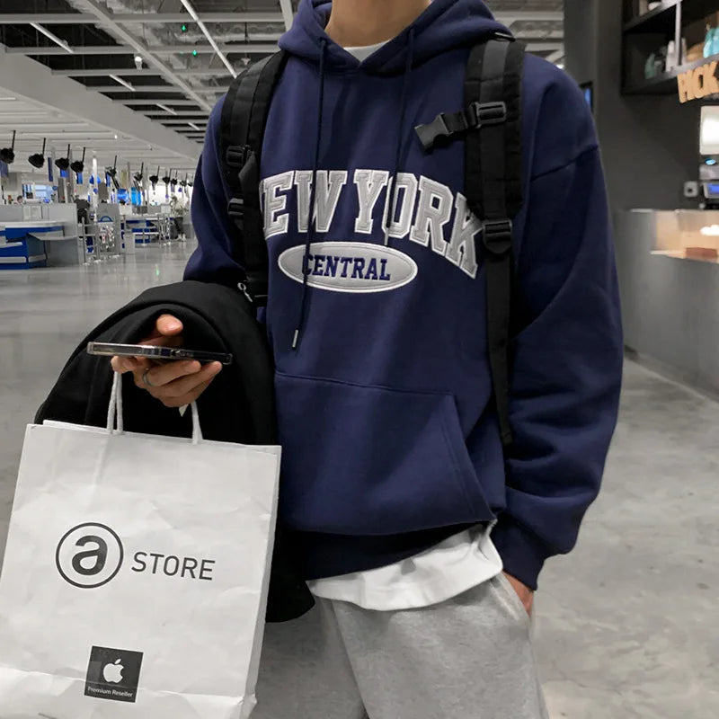 Custom Hoodies Logo Chenille Embroidery 100% Cotton Tech Fleece High Quality Pullover Men's Hoodies Sweatshirts