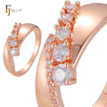 FJ Fallon Fashion Jewelry Lake Blue CZs Cluster Rings Plated in Rose Gold Brass Based
