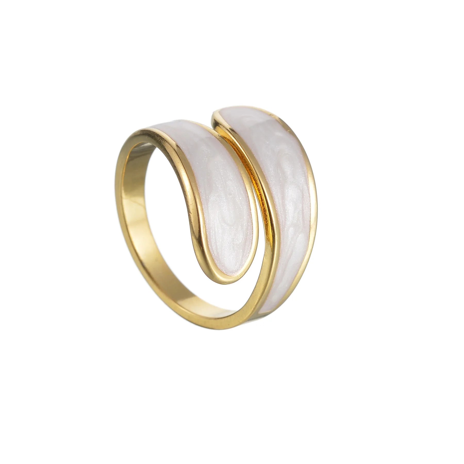 Customized Oil Drop Colorless 18K Gold Plated Stainless Steel European Fashion Enamel Ring