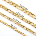 3-in-1 Figaro Curb Necklace Bracelet Fashion Cubans Link Chains 18K Gold Plated Jewelry Components Gold Silver Stainless Steel