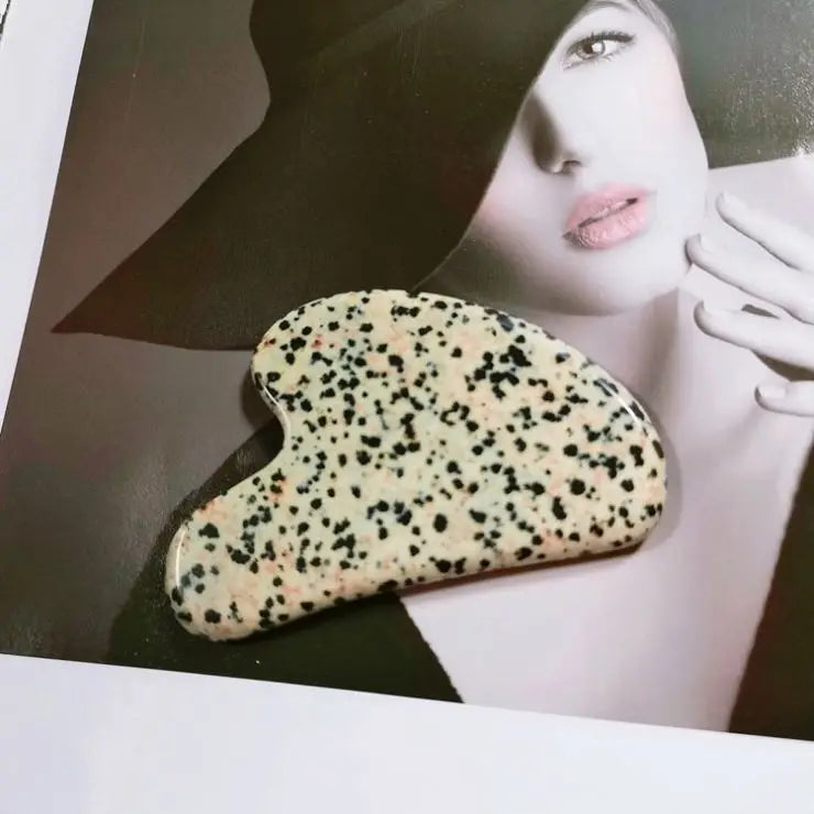 2026 Factory price natural hand made Dalmation jasper gua sha customized