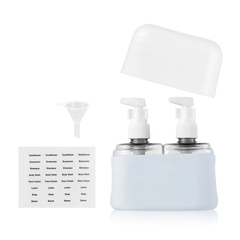 Travel Bottles Set for Toiletries 2 in 1 Travel Container Leak Proof Plastic Refillable Travel Bottles Set PP+PET
