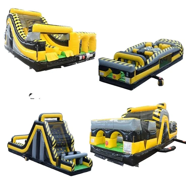 Pogo 130' Commercial Inflatable Obstacle Course Rock Climbing Wall Venom 4 Piece