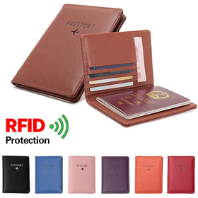RFID Blocking PU Leather Vintage Passport Holder Travel Wallet Organizer Business Cards Card Slots for Men Women Multi Color