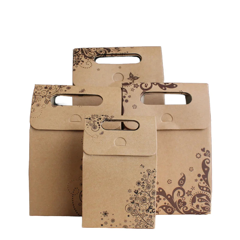Wholesale Factory Price Free Sample Kraft Paper Bags Luxurious Handmade Printing Pattern Kraft Handbags in Stock