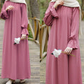 Muslim Women Ethnic Long Dress Middle East Islamic Casual Clothing Plain Modest Abaya Dress