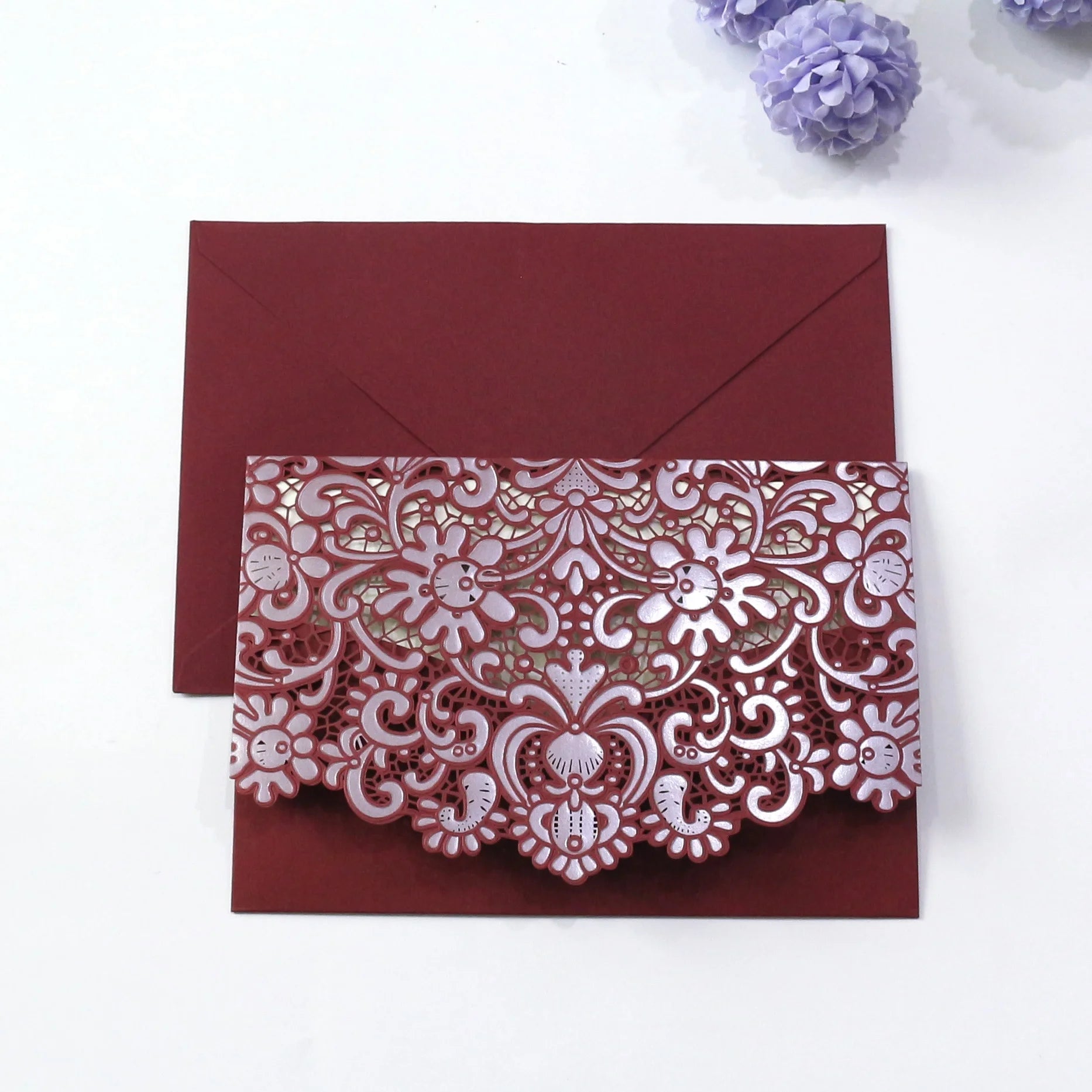 Laser Cut Invitations Lace Favor Laser Cut Wedding Invitations Card Kit with Blank Printable Paper and Envelopes