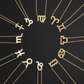 Birthday Gift Gold Plated 12 Zodiac Sign Pendant Wish Card Charm Gold Chain Choker Astrology Necklace Jewelry for Women