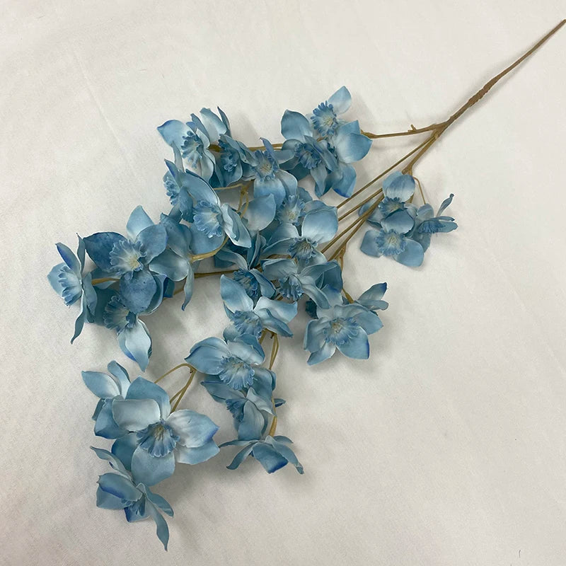Multicolor- Light Blue Flores Artificiales Long Branch Narcissus Orchid  for Wedding Decoration