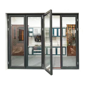 Patio Double Glass Exterior Accordion Folding Door Wholesale Front Residential Entry Doors Aluminium Bifold Doors