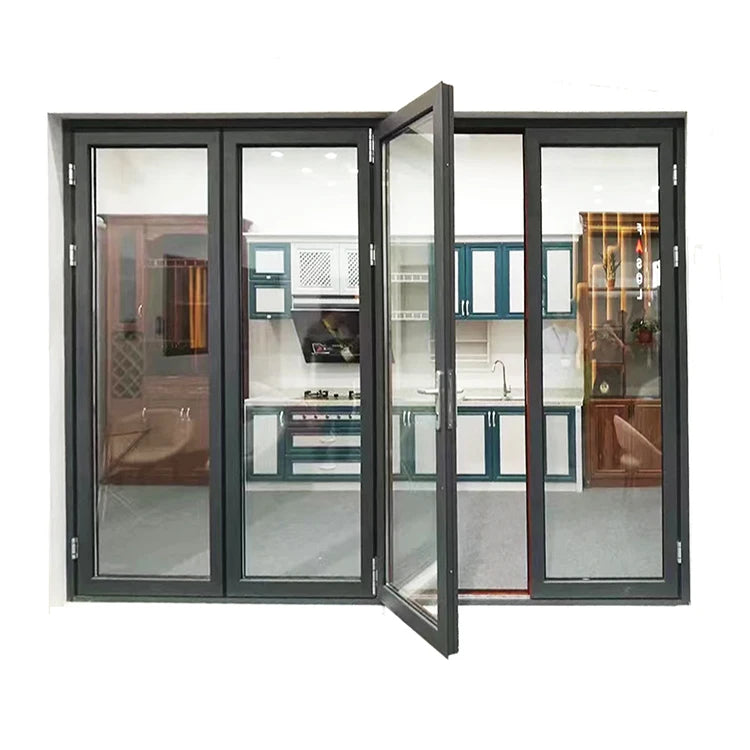 Patio Double Glass Exterior Accordion Folding Door Wholesale Front Residential Entry Doors Aluminium Bifold Doors