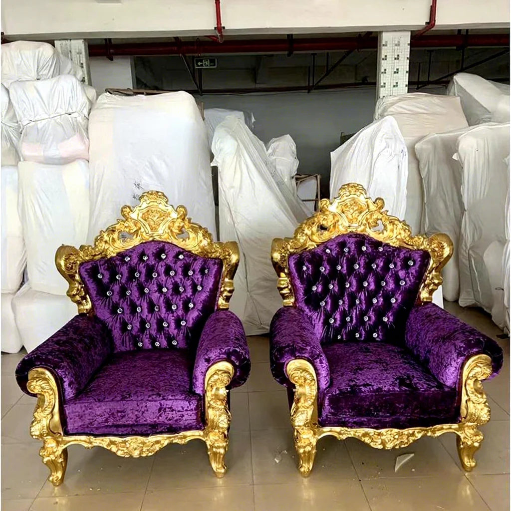 Luckygoods Wholesale Throe With Good Price High Quality Hotel Antiquel King Wedding Chairs SF210511-22