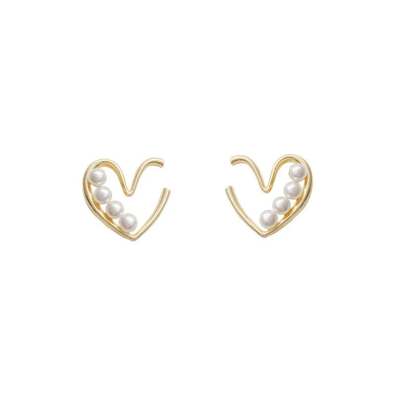 AA00414 Fashion Heart Shaped Earring Stud Imitation Pearl for Women Party Gifts Jewelry Accessories