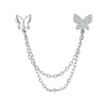 Factory 925 Sterling Silver One Piece Butterfly Stud Earrings Long Tassel Earrings for Women Girls Sweet Fine Jewelry BSE876